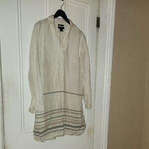 Tahari Cream Long Sleeve Dress with Stripes